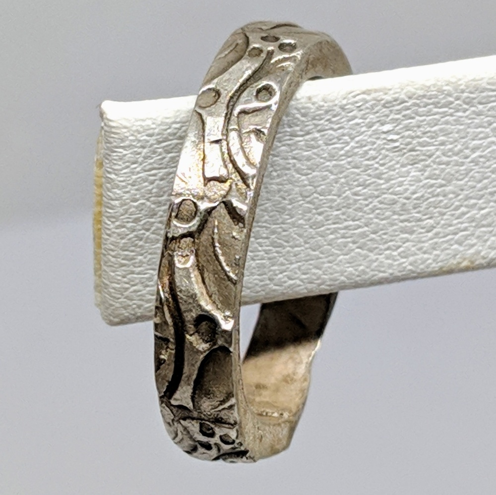 Handcrafted Textured Sterling Silver Band Size 9